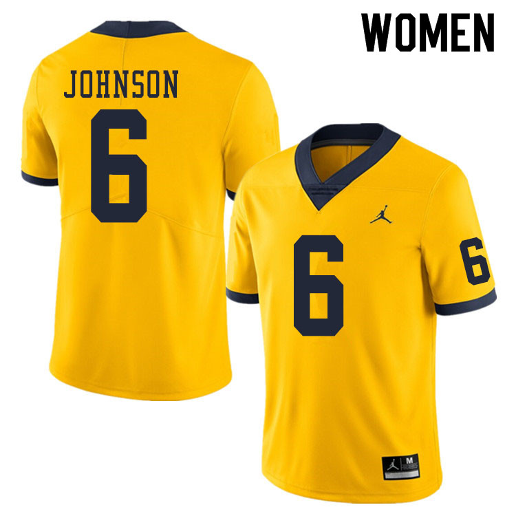 Women #6 Cornelius Johnson Michigan Wolverines College Football Jerseys Sale-Yellow